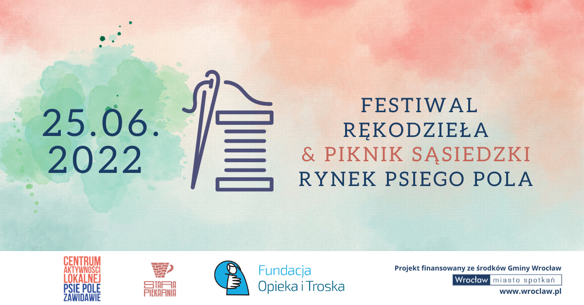 plansza zapowiadająca Festiwal Rękodzieła i piknik na Psim Polu