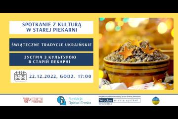 Zaproszenie na spotkanie, na fotografii znajduje się tradycyjna ukraińska kutia
